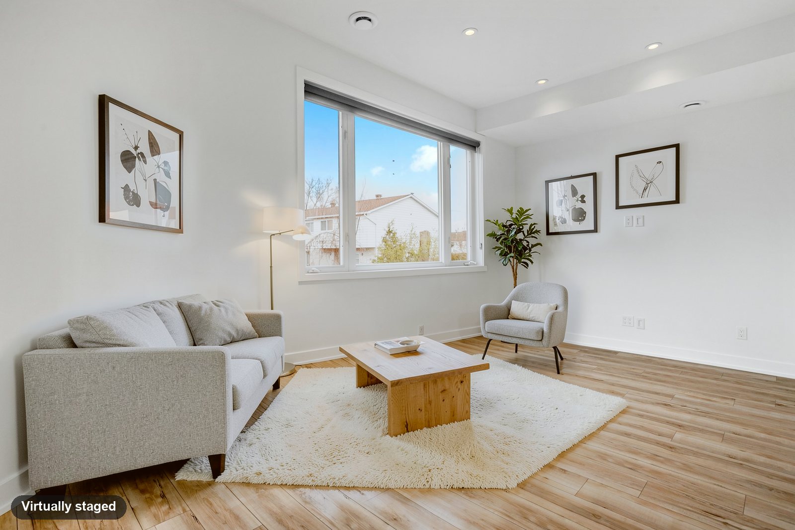 A living room virtually staged by Turelis