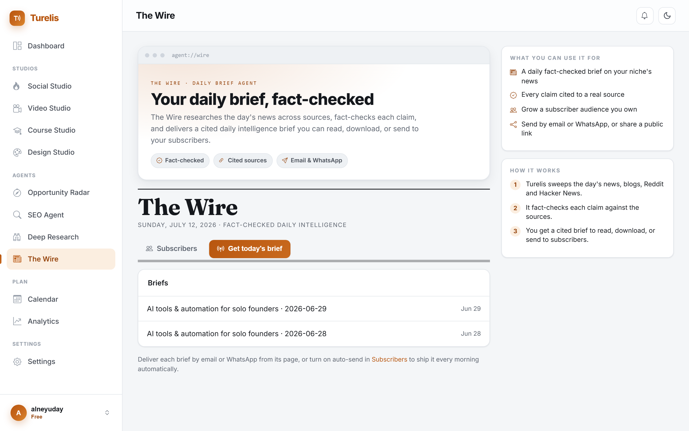 The Wire: a fact-checked daily briefing in Turelis